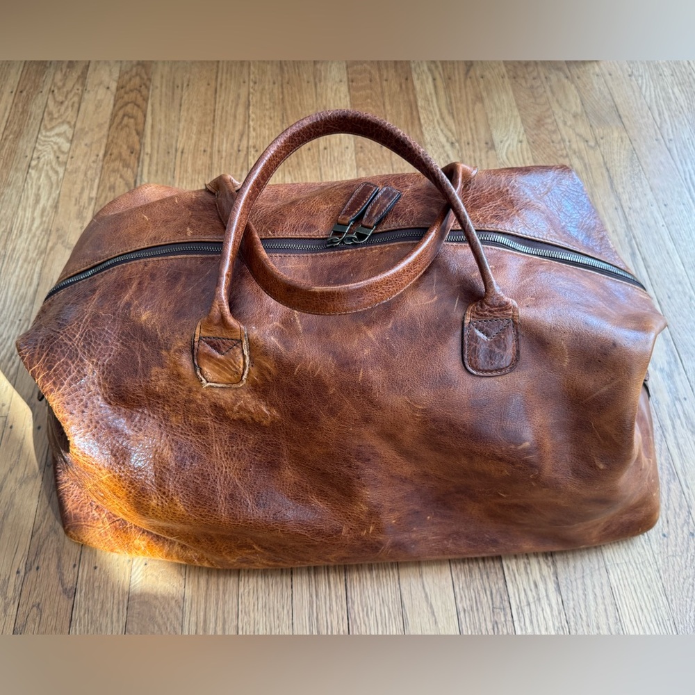 Moore & Giles Brown Leather Benedict Weekend Duffel - Picture 12 of 16